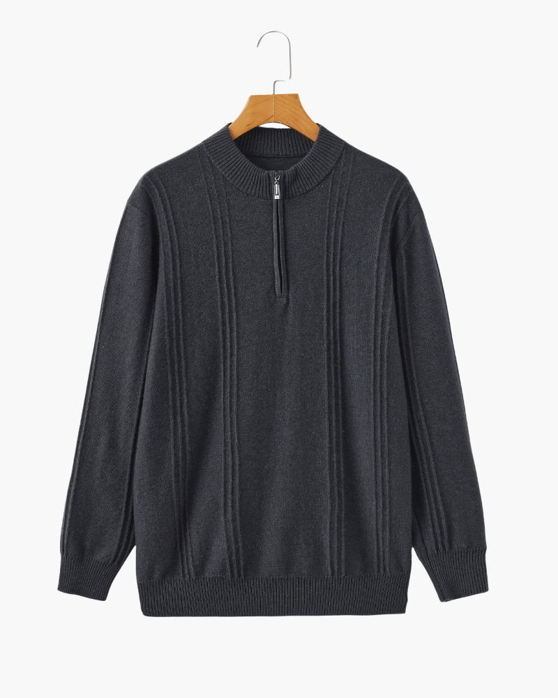 100% Cashmere Ribbed Half Zip - Belgravia Shop