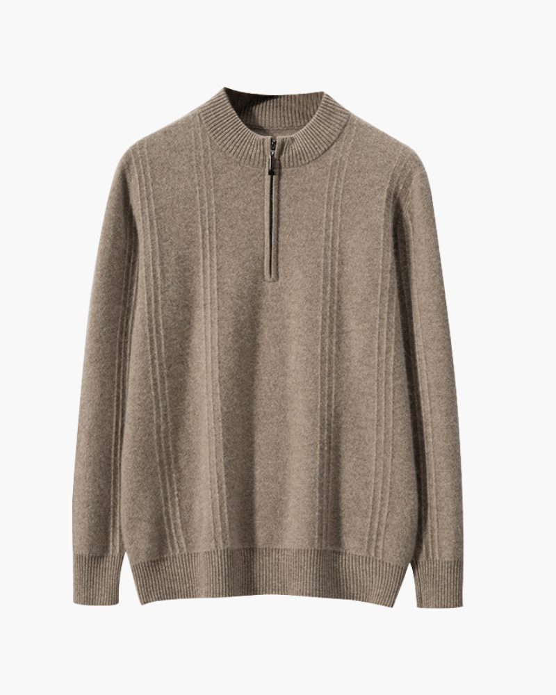 100% Cashmere Ribbed Half Zip - Belgravia Shop