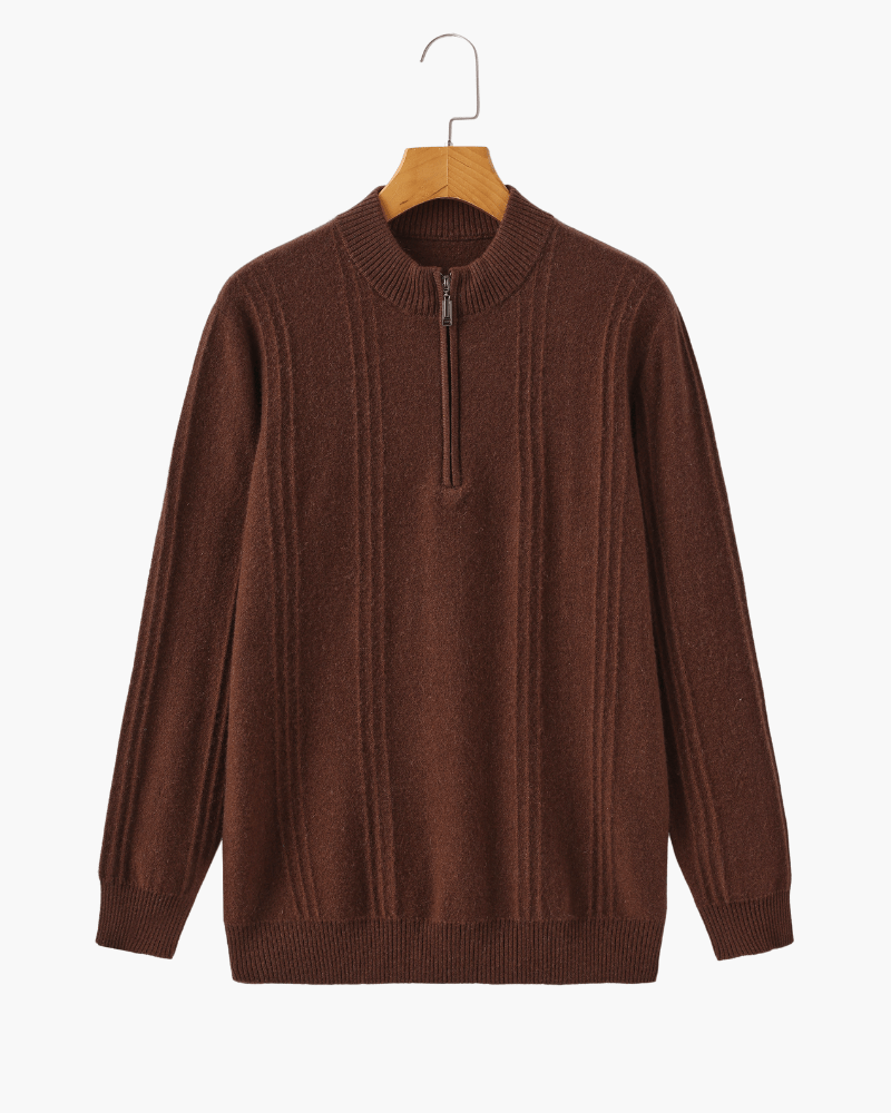 100% Cashmere Ribbed Half Zip - Belgravia Shop