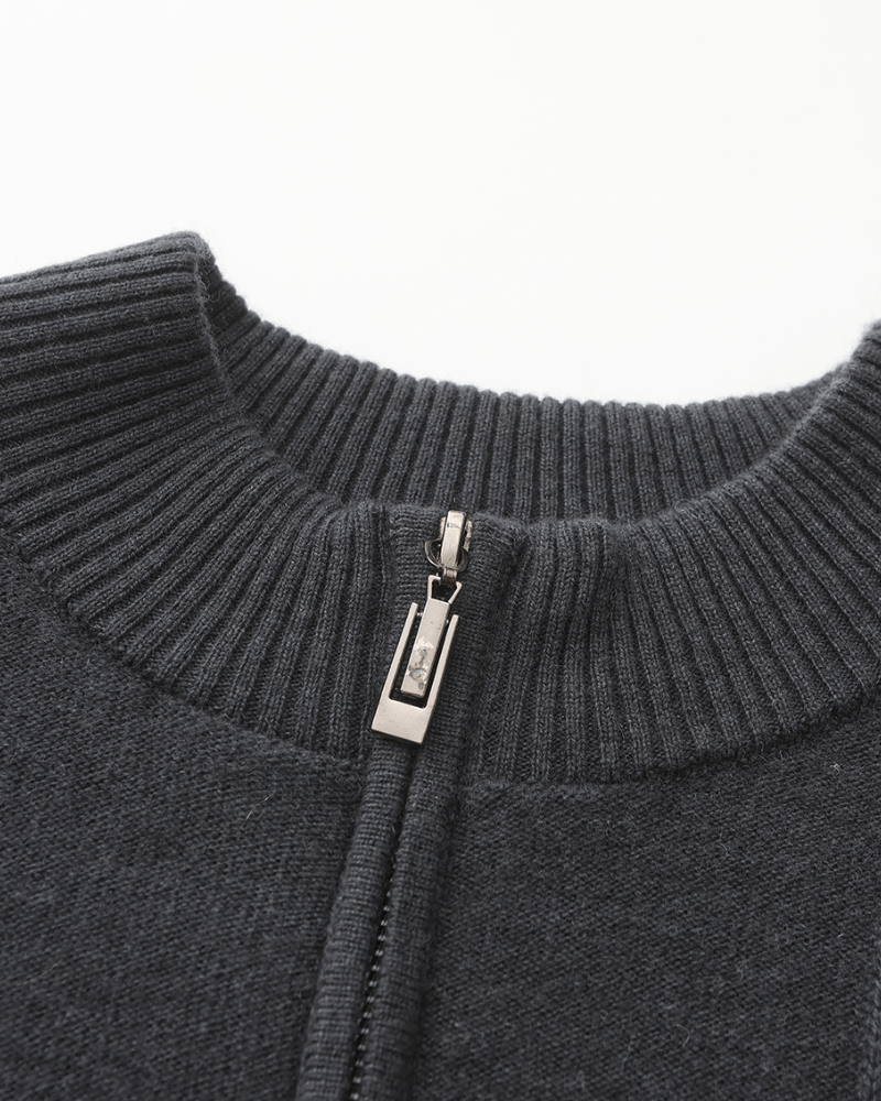 100% Cashmere Ribbed Half Zip - Belgravia Shop
