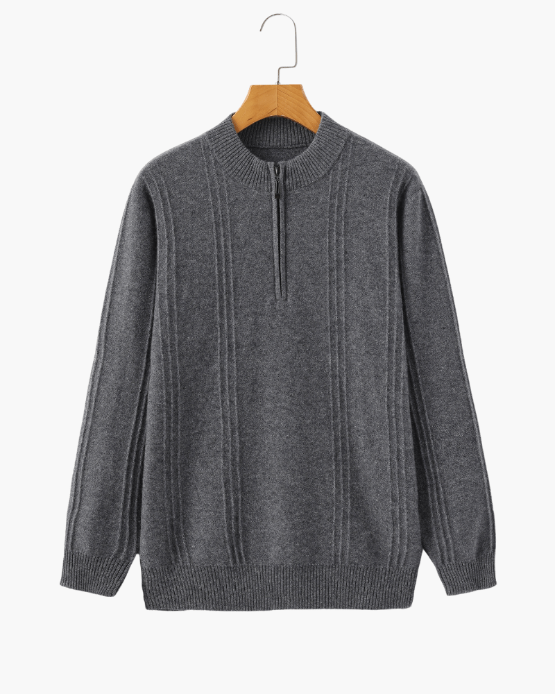 100% Cashmere Ribbed Half Zip - Belgravia Shop