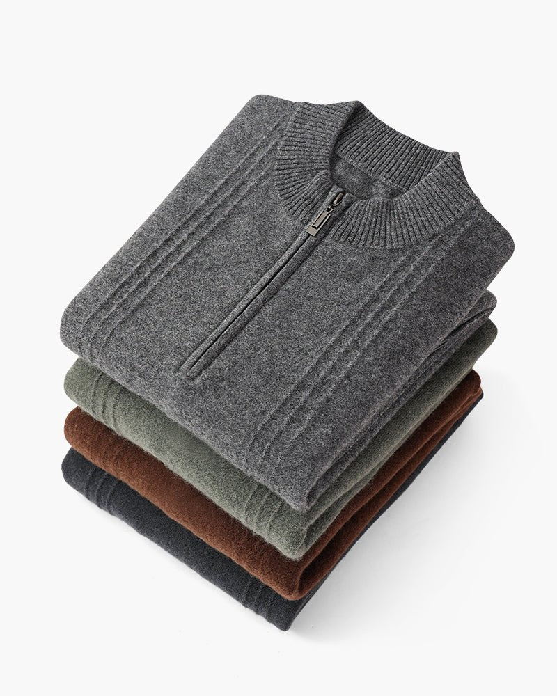 100% Cashmere Ribbed Half Zip - Belgravia Shop