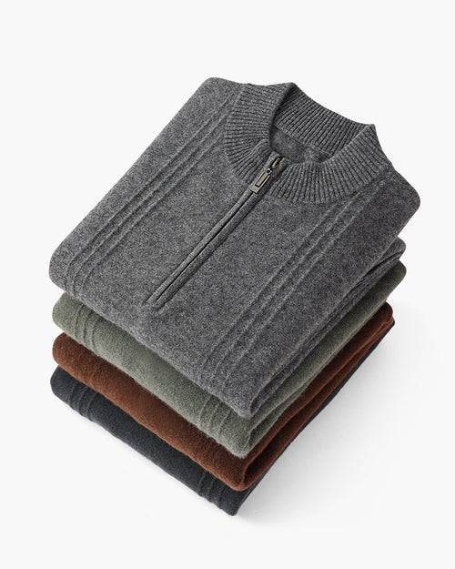 100% Cashmere Ribbed Half Zip - Belgravia Shop