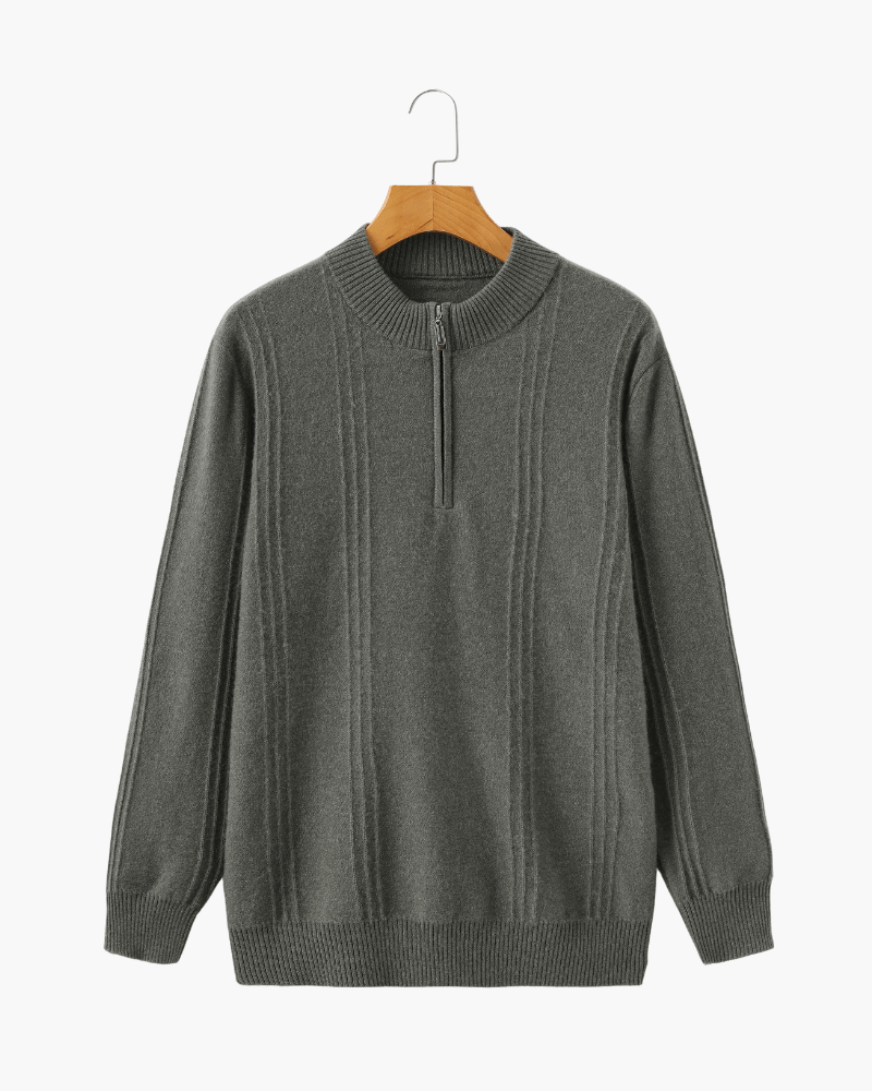 100% Cashmere Ribbed Half Zip - Belgravia Shop