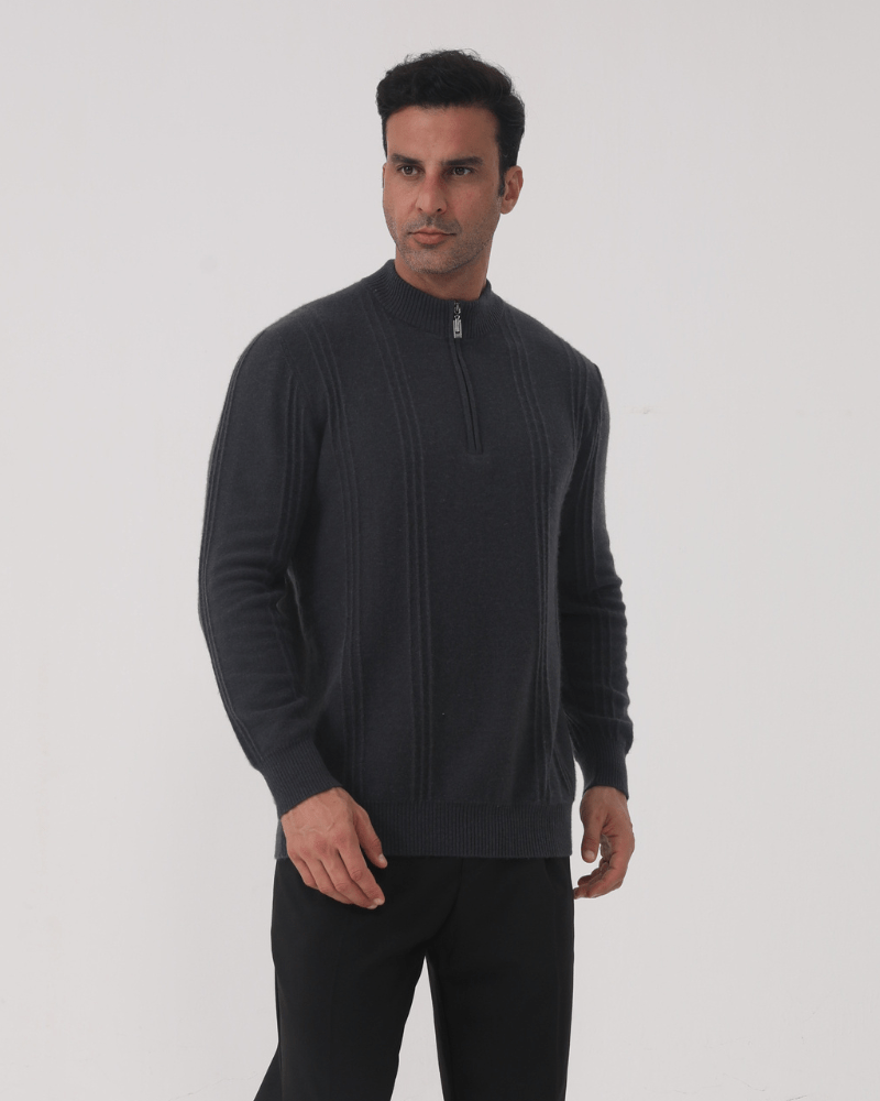 100% Cashmere Ribbed Half Zip - Belgravia Shop
