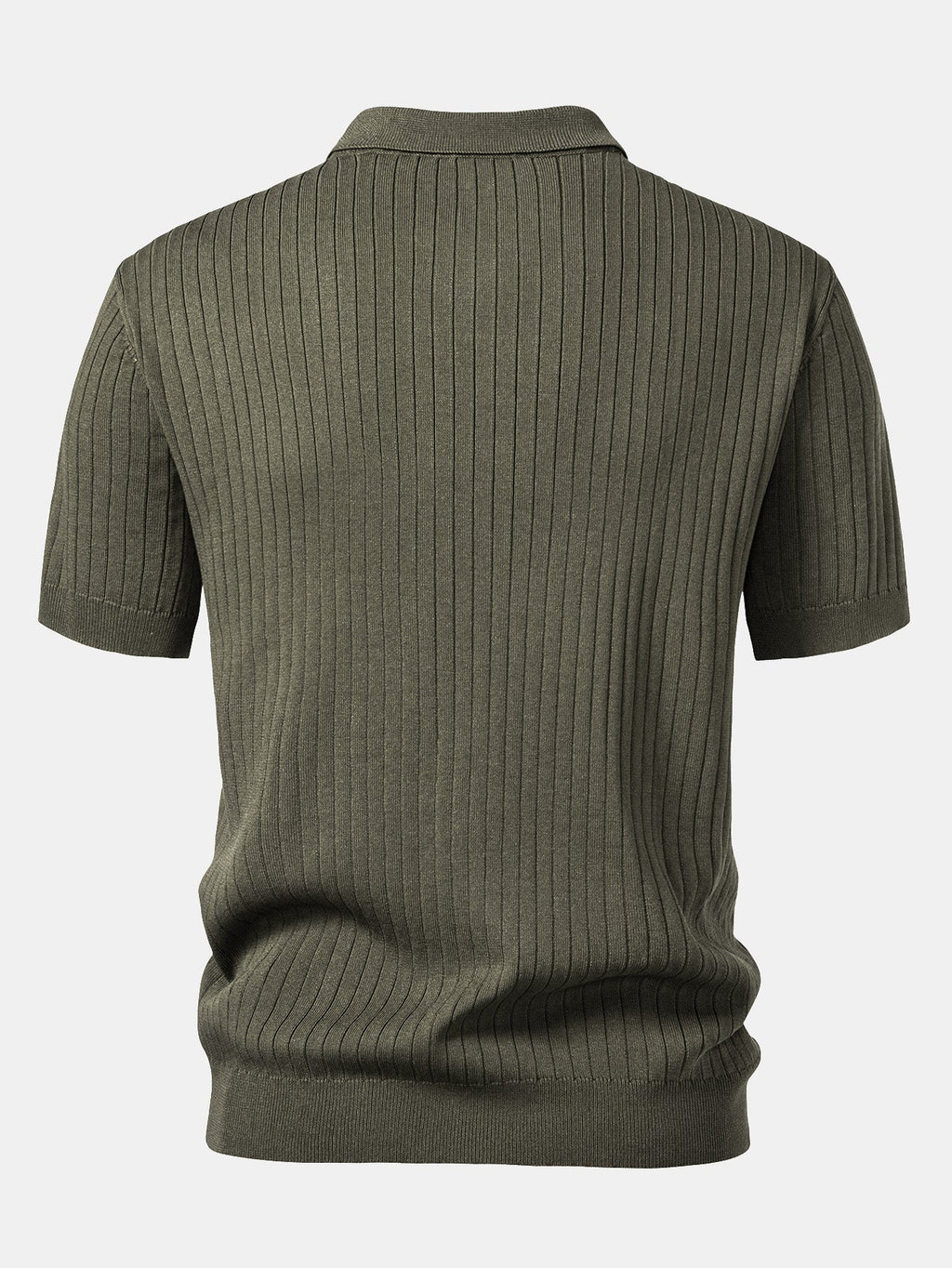 Striped V-Neck Knit Polo