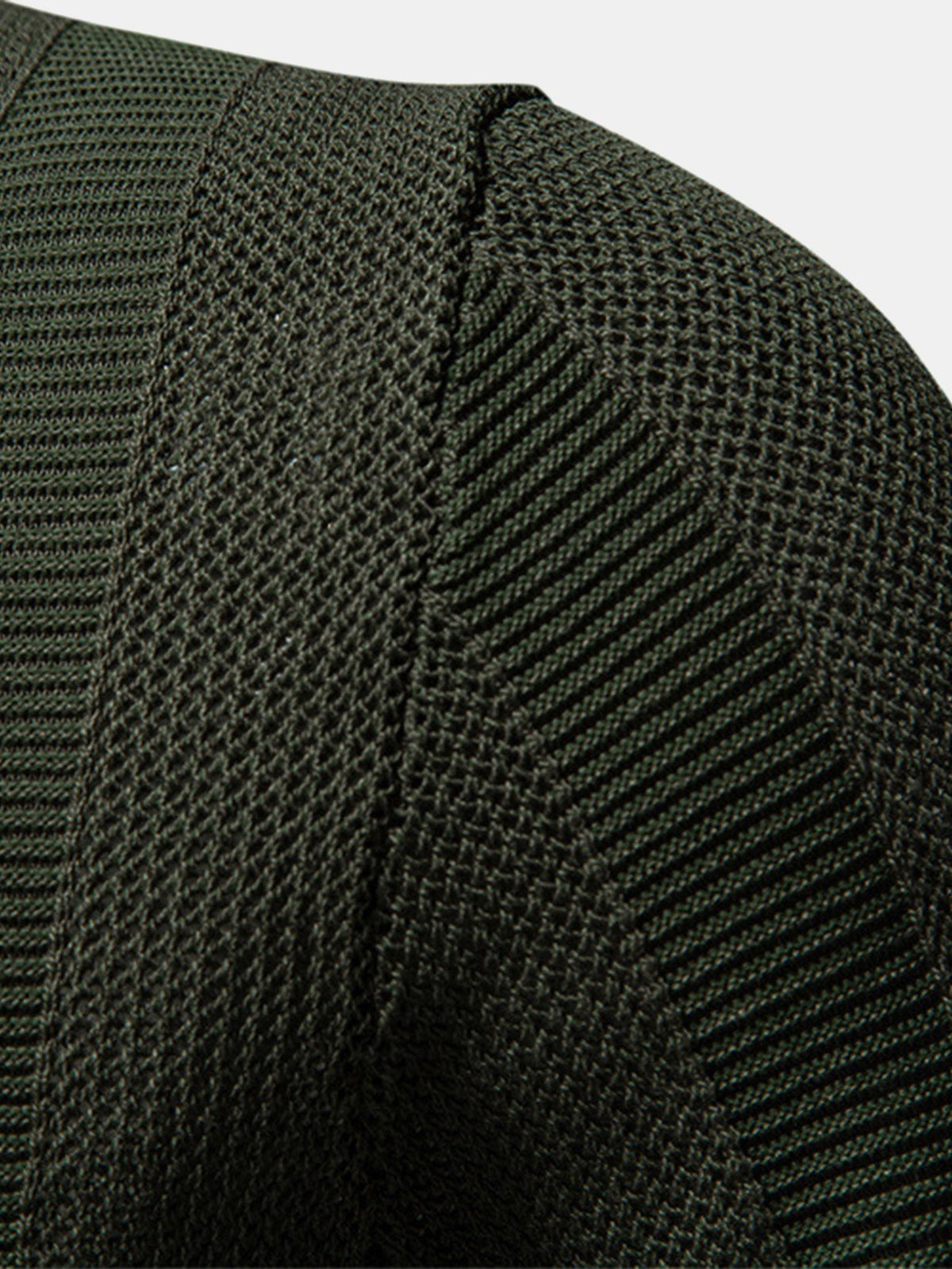 Striped Hollow Knit V-Neck Polo