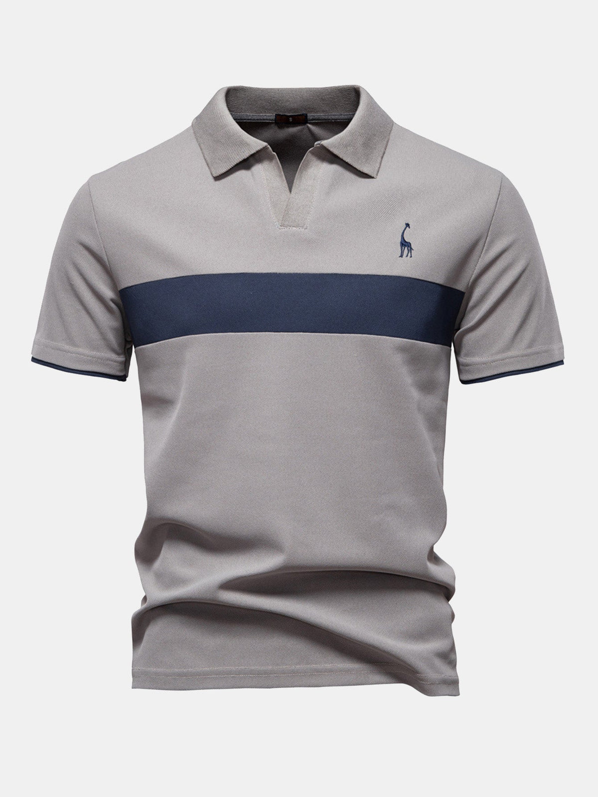V-Neck Polo Shirt with Contrast Pique Design
