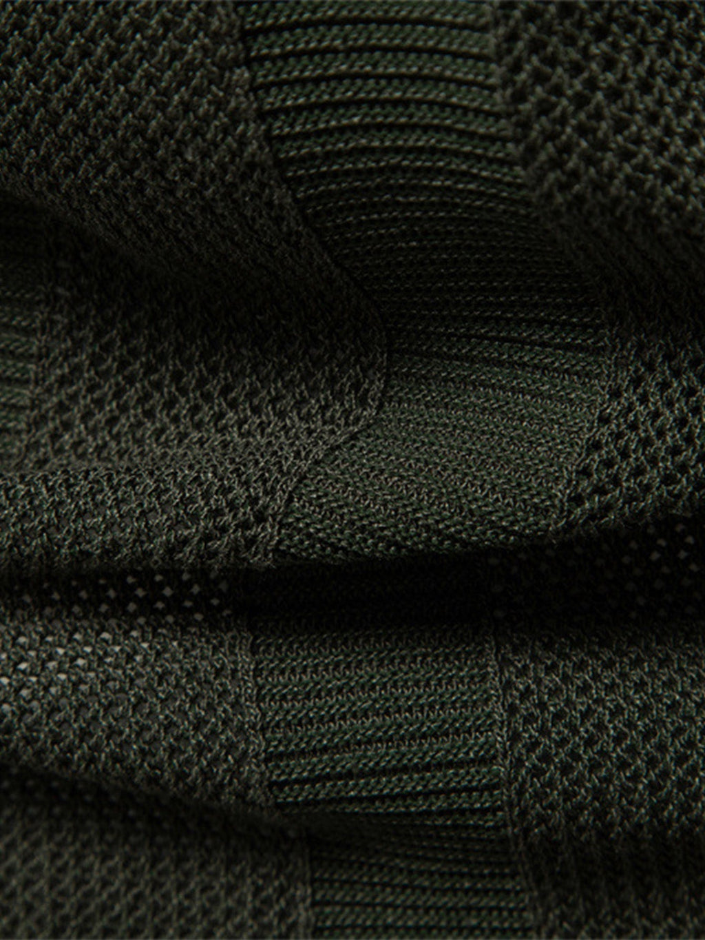 Striped Hollow Knit V-Neck Polo