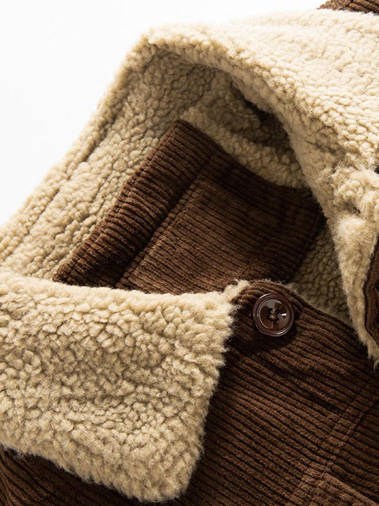 Teddy-Fleece Lined Cotton Corduroy Jacket