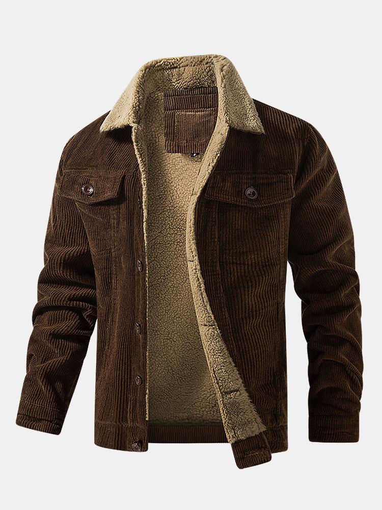 Teddy-Fleece Lined Cotton Corduroy Jacket