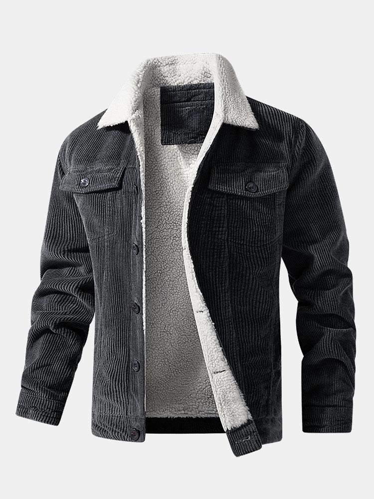 Teddy-Fleece Lined Cotton Corduroy Jacket