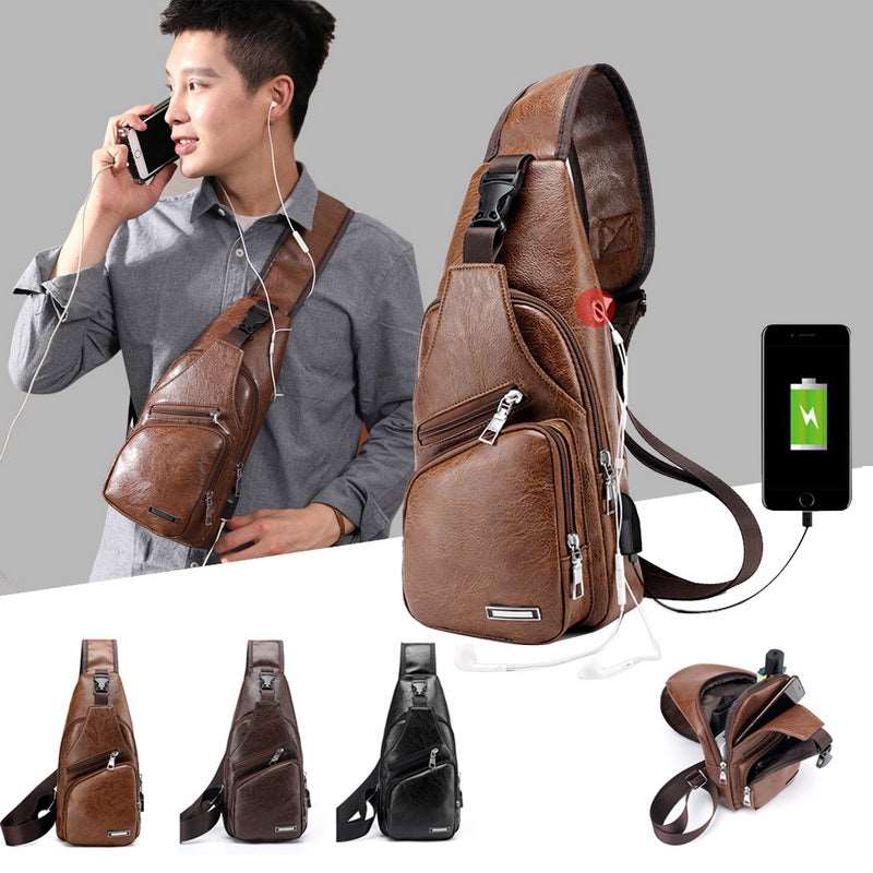 Men's Classic Leather Shoulder Bag - Belgravia Shop