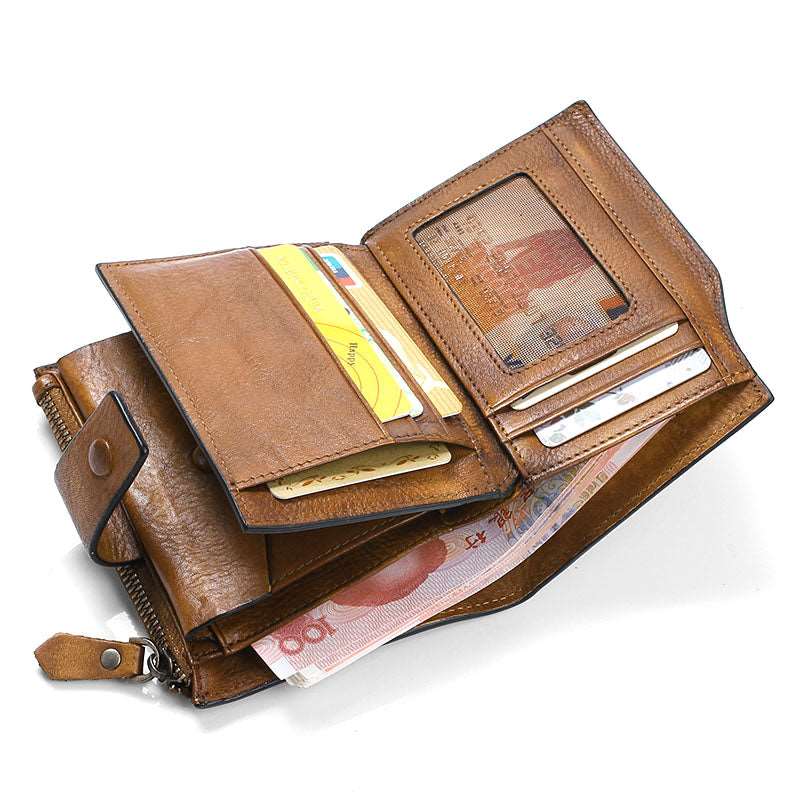 Men's Luxury Leather Retro Short Wallet - Belgravia Shop