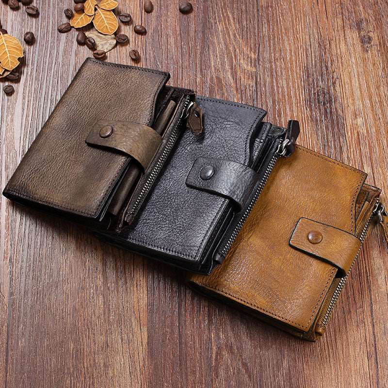 Men's Luxury Leather Retro Short Wallet - Belgravia Shop