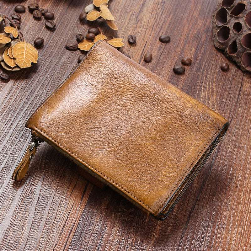 Men's Luxury Leather Retro Short Wallet - Belgravia Shop