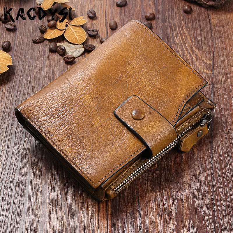 Men's Luxury Leather Retro Short Wallet - Belgravia Shop