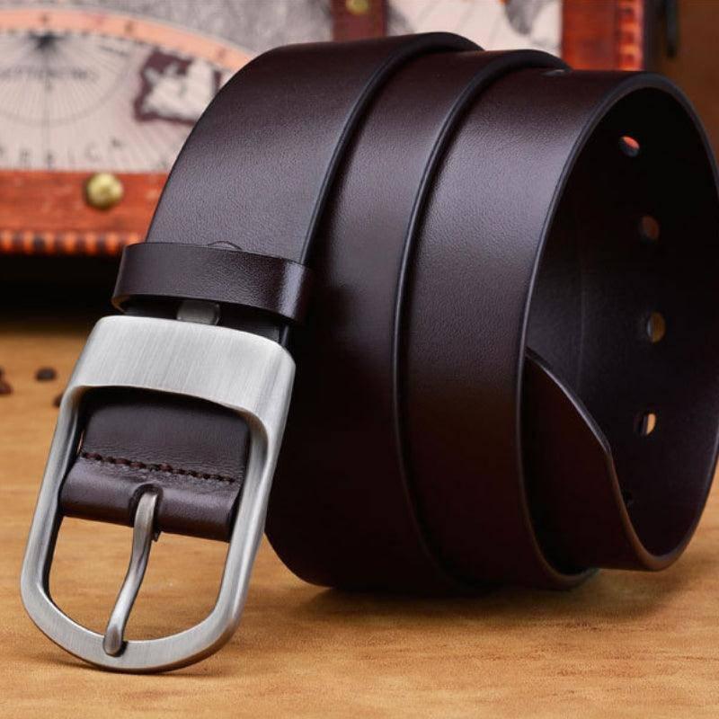 Leather Belt For Men, Matte Buckle, Vintage Revival
