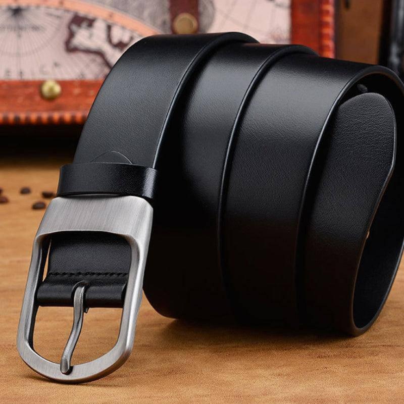 Leather Belt For Men, Matte Buckle, Vintage Revival